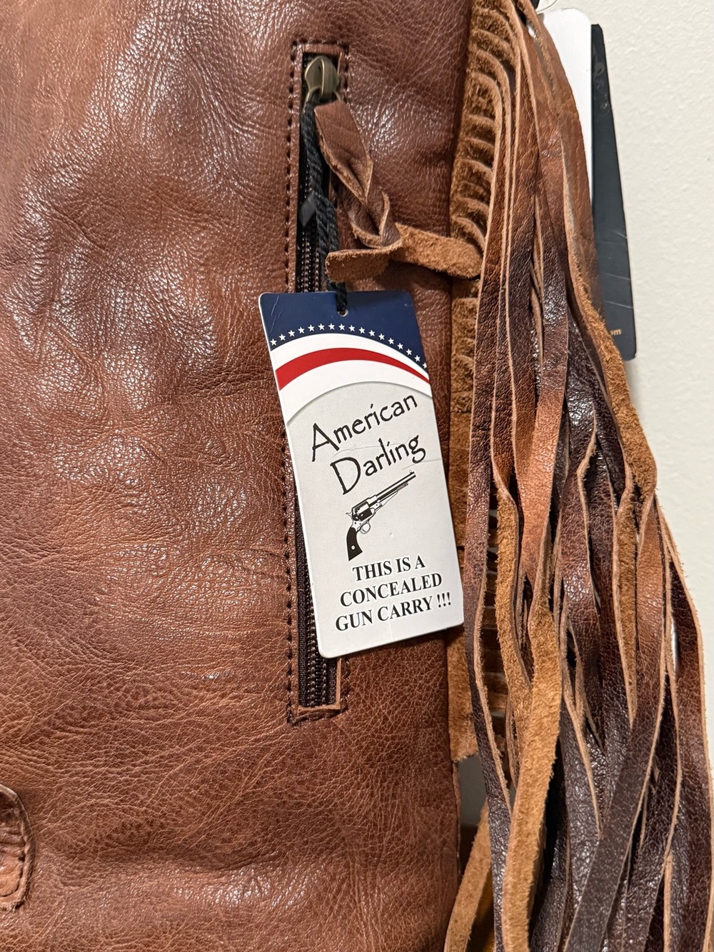 American Darling Turquoise Tooled Leather Fringe Crossbody with Brown Accents - Picture 12 of 15